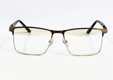 Designer Rectangular Eyeglasses SH2304 - Brown & Gold Metal Frame